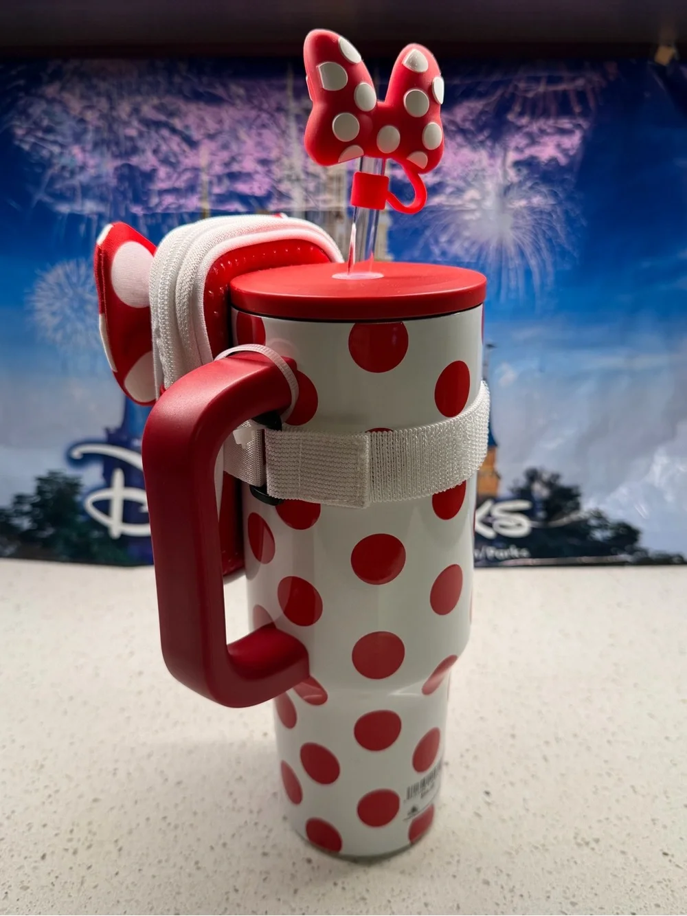 New 2026 Minnie Mouse 30oz Stainless Steel Travel Tumbler & Straw & Zip Case